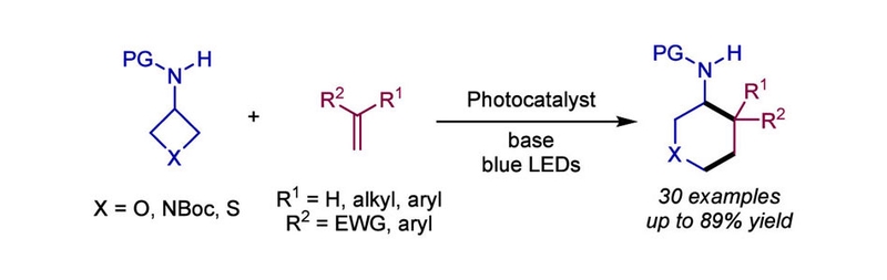 Visible-Light-Induced Annulative Ring Expansion of Amino-Oxetane/Azetidin/Thietane Derivatives.